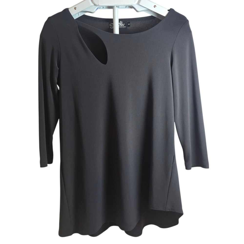 Sympli Black Asymmetrical Neck Tunic Top Size 6 Made‎ in Canada